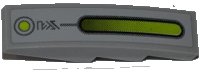 LEGO onderdeel Slope, Curved 4 x 1 with Lime Light Bar and Dot and Alien Characters Pattern (Sticker) - Set 7067 61678pb042