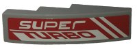 LEGO part Slope, Curved 4 x 1 with 'SUPER TURBO' Pattern Model Left Side (Sticker) - Set 42039 61678pb110L