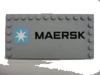 LEGO onderdeel Tile, Modified 6 x 12 with Studs on Edges with 'MAERSK' and Maersk Logo Pattern (Sticker) - Set 10219 6178pb006