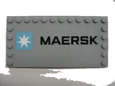 LEGO onderdeel Tile, Modified 6 x 12 with Studs on Edges with 'MAERSK' and Maersk Logo Pattern (Sticker) - Set 10219 (6178pb006)