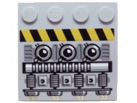 LEGO part Tile, Modified 4 x 4 with Studs on Edge with Engine and Black and Yellow Danger Stripes Pattern Model Left Side (Sticker) - Set 7666 6179pb112L