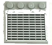 LEGO part Tile, Modified 4 x 4 with Studs on Edge with Black and Silver Vehicle Grille and 4 Rivets Pattern (Sticker) - Set 75933 6179pb236