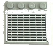 LEGO onderdeel Tile, Modified 4 x 4 with Studs on Edge with Black and Silver Vehicle Grille and 4 Rivets Pattern (Sticker) - Set 75933 (6179pb236)