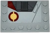 LEGO part Tile, Modified 4 x 6 with Studs on Edges with SW Jedi Interceptor and Dark Red SW Semicircles Pattern Model Left Side (Sticker) - Set 75135 6180pb087L