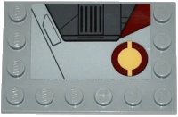 LEGO onderdeel Tile, Modified 4 x 6 with Studs on Edges with SW Jedi Interceptor and Dark Red SW Semicircles Pattern Model Right Side (Sticker) - Set 75135 6180pb087R