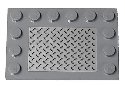 LEGO onderdeel Tile, Modified 4 x 6 with Studs on Edges with Silver Tread Plate Pattern (Sticker) - Set 8292/8289 (6180pb109)