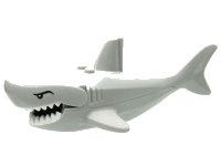 LEGO part Shark Large with Gills with White Teeth and Black Eyes with Eyelids Pattern 62605pb01c01