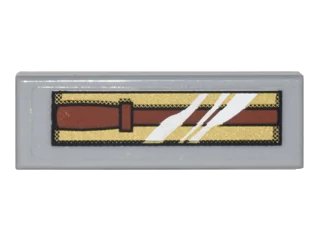 LEGO onderdeel Tile 1 x 3 with Brown Wand in Packaging on Gold Background Pattern (Sticker) - Set 4841 (63864pb022)