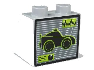 LEGO onderdeel Duplo, Brick 2 x 2 x 1 1/2 Slope 45 with Car Diagnostics Pattern (6474pb31)