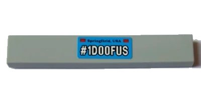 LEGO onderdeel Tile 1 x 6 with 'Springfield, USA' and White '#1D00FUS' Pattern (Sticker) - Set 71016 (6636pb166)