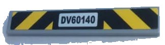 LEGO onderdeel Tile 1 x 6 with 'DV60140' and Black and Yellow Danger Stripes Pattern (Sticker) - Set 60140 (6636pb253)