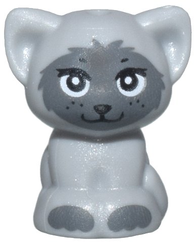 LEGO onderdeel Cat, Friends, Baby Kitten, Sitting with Black Eyes, Nose and Mouth, and Dark Bluish Gray Muzzle and Paws Pattern (69902pb05)
