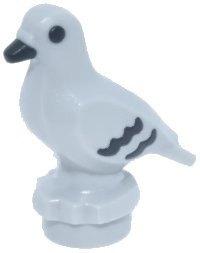 LEGO onderdeel Bird, Pigeon with Molded Black Eyes, Beak and Feathers Pattern 7188pb01
