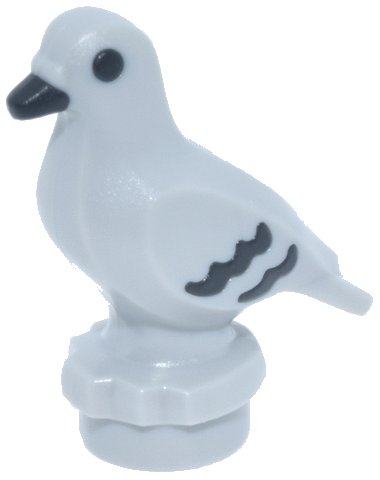 LEGO onderdeel Bird, Pigeon with Molded Black Eyes, Beak and Feathers Pattern (7188pb01)