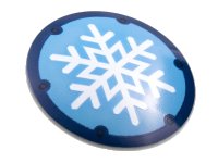 LEGO onderdeel Minifigure, Shield Circular Convex Face with White Snowflake on Medium Blue Background, Dark Blue Border Pattern 75902pb24