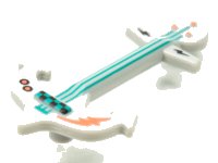 LEGO part Minifigure, Utensil Musical Instrument, Guitar Electric Anchor with Dark Turquoise Strings and Coral Lightning Bolt Pattern 76113pb01