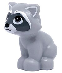 LEGO onderdeel Raccoon, Friends with White Muzzle, Black Nose, Dark Bluish Gray Markings on Face and Tail Pattern 77110pb03
