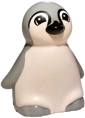 LEGO onderdeel Duplo Penguin Baby with Molded White Stomach and Face and Printed Black Beak and Eyes with Contours Pattern (84210pb02)