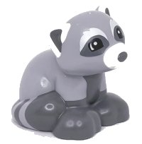 LEGO part Duplo Red Panda / Fox with Dark Bluish Gray Feet, Black Eyes, and White Ears and Muzzle Pattern 84713pb01