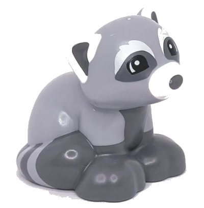 LEGO onderdeel Duplo Red Panda / Fox with Dark Bluish Gray Feet, Black Eyes, and White Ears and Muzzle Pattern (84713pb01)