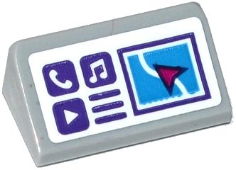 LEGO part Slope 30 1 x 2 x 2/3 with GPS Screen and Buttons with Phone, Music Note and Arrow Pattern (Sticker) - Set 41116 (85984pb129)