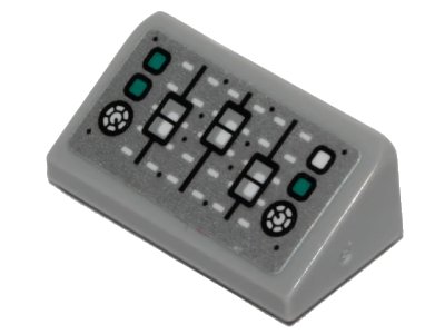 LEGO onderdeel Slope 30 1 x 2 x 2/3 with Sliders, Dark Turquoise and White Buttons Pattern (Sticker) - Set 70431 (85984pb243)