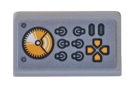LEGO onderdeel Slope 30 1 x 2 x 2/3 with Bright Light Orange Sonar, Switches and Buttons Pattern (Sticker) - Set 76162 85984pb259