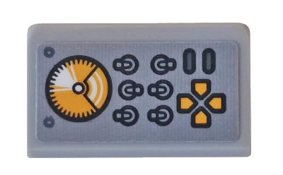 LEGO onderdeel Slope 30 1 x 2 x 2/3 with Bright Light Orange Sonar, Switches and Buttons Pattern (Sticker) - Set 76162 (85984pb259)