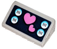 LEGO onderdeel Slope 30 1 x 2 x 2/3 with Dark Pink Hearts and White Buttons on Dark Blue Background Pattern (Sticker) - Set 41347 85984pb323