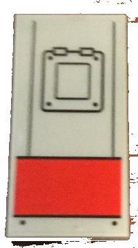 LEGO part Tile 2 x 4 with Red Rectangle and Black Lines Hatch Pattern (Sticker) - Set 76127 87079pb0605