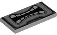 LEGO onderdeel Tile 2 x 4 with Angry Mouth with White Teeth Parted, Black and Dark Bluish Gray Border Pattern (Super Mario Thwomp Lower Face) (87079pb0761)