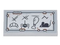 LEGO onderdeel Tile 2 x 4 with Menu of Croissant, Spider, Drumstick, Mouse and Metal Scratches and Rivets with Rust Pattern (Sticker) - Set 70840 87079pb0867