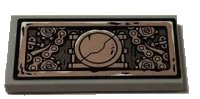 LEGO onderdeel Tile 2 x 4 with Copper Gears, Chains and Cracked Round Plate Pattern (Sticker) - Set 70595 87079pb0933