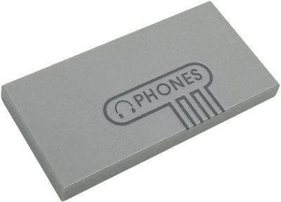 LEGO onderdeel Tile 2 x 4 with Dark Bluish Gray Headphones Icon, 'PHONES' and Outline Pattern (87079pb1595)