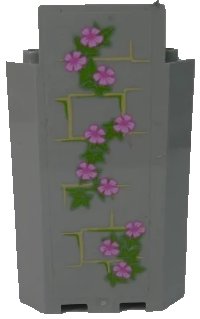 LEGO part Panel 3 x 3 x 6 Corner Wall without Bottom Indentations with Bricks and Ivy Trunks with 10 Magenta Flowers Pattern 1 (Sticker) - Set 41055 87421pb040L