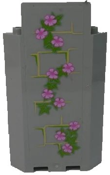 LEGO onderdeel Panel 3 x 3 x 6 Corner Wall without Bottom Indentations with Bricks and Ivy Trunks with 10 Magenta Flowers Pattern 1 (Sticker) - Set 41055 (87421pb040L)