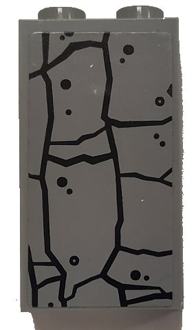 LEGO onderdeel Panel 1 x 2 x 3 with Side Supports - Hollow Studs with Cracked Wall Pattern (Sticker) - Set 60185 (87544pb064)