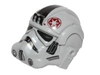 LEGO part Minifigure, Headgear Helmet SW Stormtrooper Type 2, AT-AT Driver Dark Red Imperial Logo and Large Black Plates on Sides Pattern 87556pb05