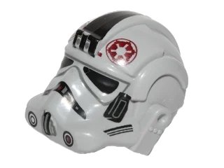 LEGO onderdeel Minifigure, Headgear Helmet SW Stormtrooper Type 2, AT-AT Driver Dark Red Imperial Logo and Large Black Plates on Sides Pattern (87556pb05)