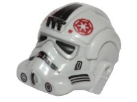 LEGO part Minifigure, Headgear Helmet SW Stormtrooper Type 2, AT-AT Driver Dark Red Imperial Logo and Small Black Plates on Sides Pattern 87556pb11