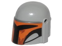 LEGO part Minifigure, Headgear Helmet with Holes, SW Mandalorian with Orange and Black Pattern 87610pb10