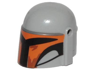 LEGO onderdeel Minifigure, Headgear Helmet with Holes, SW Mandalorian with Orange and Black Pattern (87610pb10)
