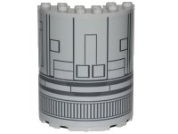 LEGO part Cylinder Half 3 x 6 x 6 with 1 x 2 Cutout with SW The Razor Crest Hull Plates Pattern (Sticker) - Set 75292 87926pb014