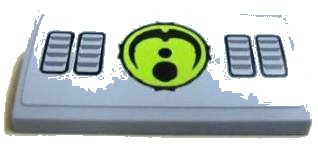 LEGO part Slope, Curved 2 x 4 x 2/3 with Bottom Tubes with 4 Vents and Alien Insignia Pattern (Sticker) - Set 7065 (88930pb009)