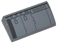 LEGO onderdeel Slope, Curved 2 x 4 x 2/3 with Bottom Tubes with SW Millennium Falcon Pattern 4 (Sticker) - Sets 7965 / 75105 88930pb025