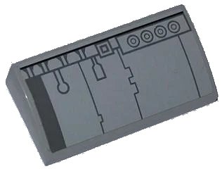 LEGO onderdeel Slope, Curved 2 x 4 x 2/3 with Bottom Tubes with SW Millennium Falcon Pattern 4 (Sticker) - Sets 7965 / 75105 (88930pb025)