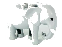 LEGO onderdeel Duplo Elephant Adult, Walking with White Tusks, Black Eyes Semicircular Pattern 89874c01pb04