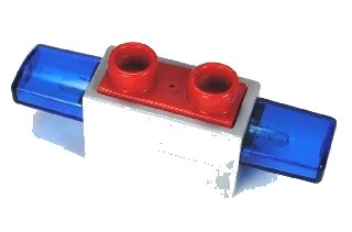 LEGO onderdeel Duplo Siren with Light and Sound, 1 x 2 Base with Red 2 Stud Button on Top and Trans-Dark Blue Light Covers (92914c01)
