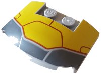 LEGO onderdeel Wedge 3 x 4 x 2/3 Triple Curved with Dark Bluish Gray and Yellow Armor Plates and Dark Red Lines Pattern 93604pb011