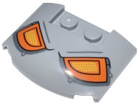 LEGO onderdeel Wedge 3 x 4 x 2/3 Triple Curved with Orange and Yellow Headlights / Eyes Pattern 93604pb015